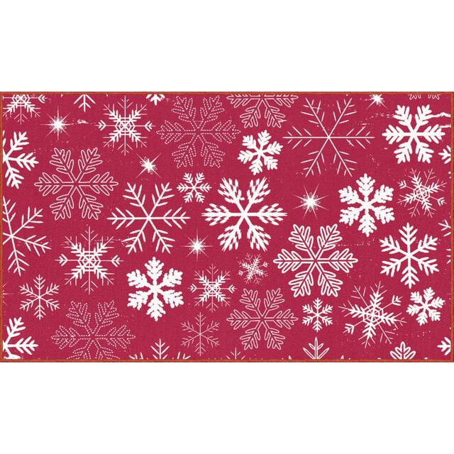 Mohawk Prismatic Snowflakes Area Rug - 1'6" x 2'6" - Red