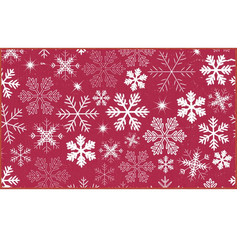 Mohawk Prismatic Snowflakes Kitchen Mat - 2'6" x 4'2" - Red
