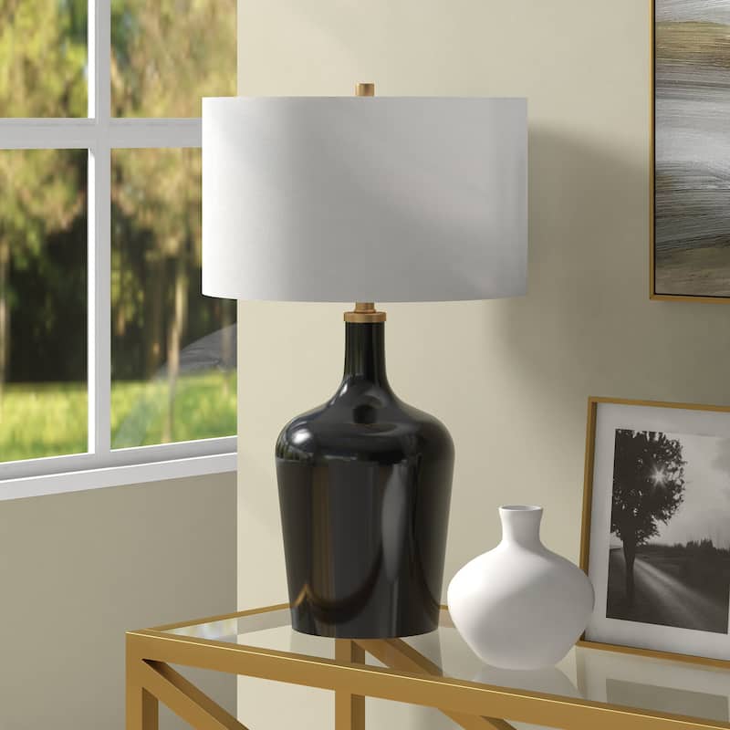 Sebago 25" Tall Table Lamp with Fabric Shade - 15" Wide - Black