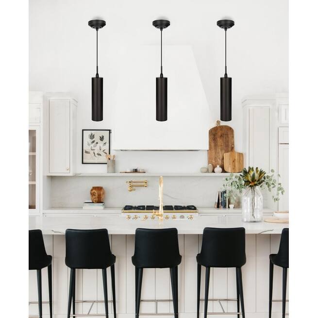 LED hanging light black island lights alloy steel pendant light