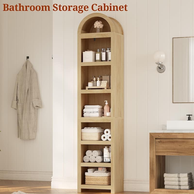Tall Arched Cabinet Bookcase Storage Bookshelf Door Bathroom Storage Cabinet