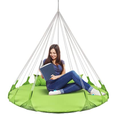Hanging Swing Nest with Pillow, Double Hammock Daybed Saucer Style Lounger Swing, 264 Pound Capacity