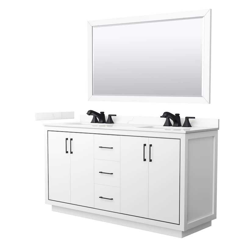 Icon 66-inch Double Vanity, Quartz Top, 58-inch Mirror