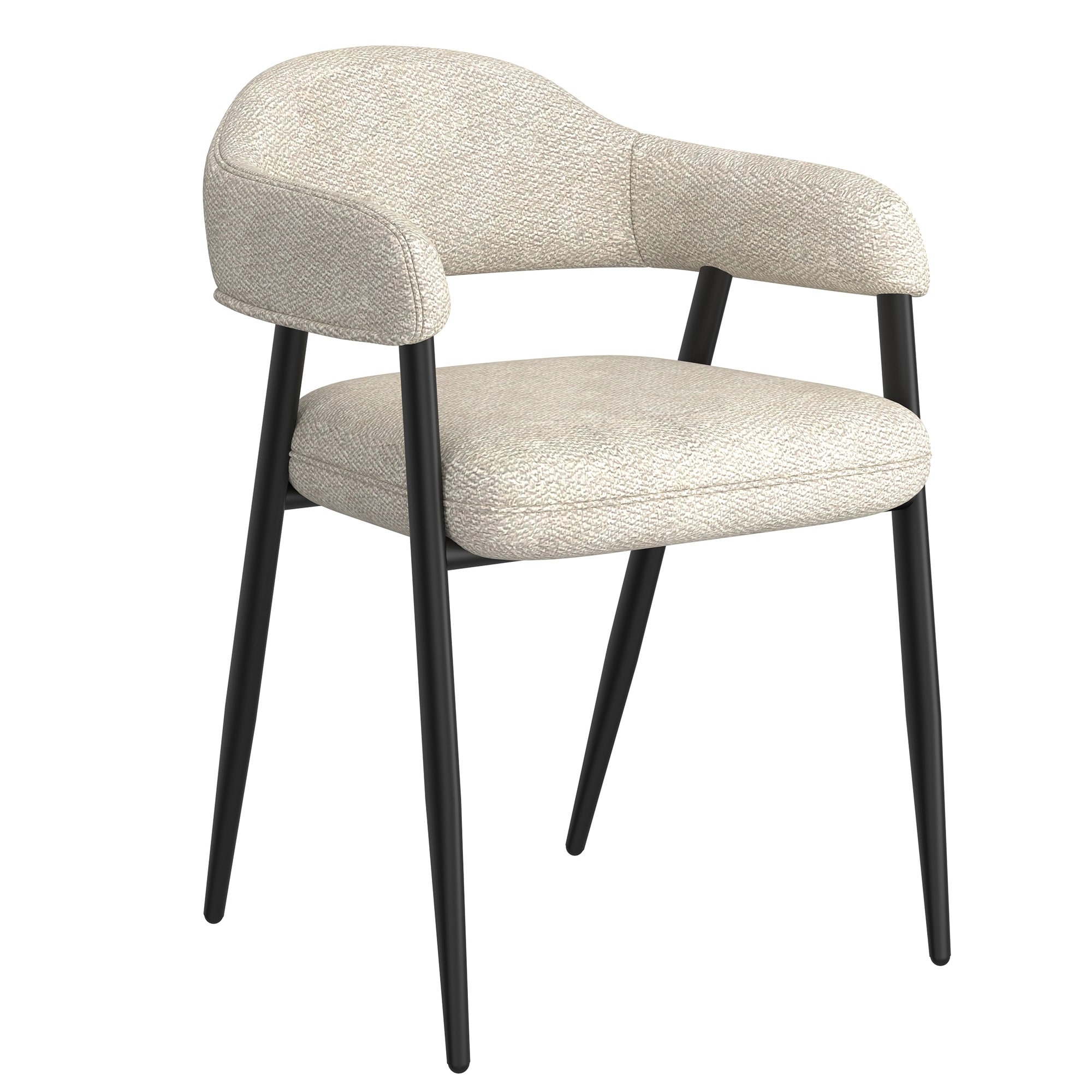 Contemporary Fabric and Metal Dining Chair, Set of 2