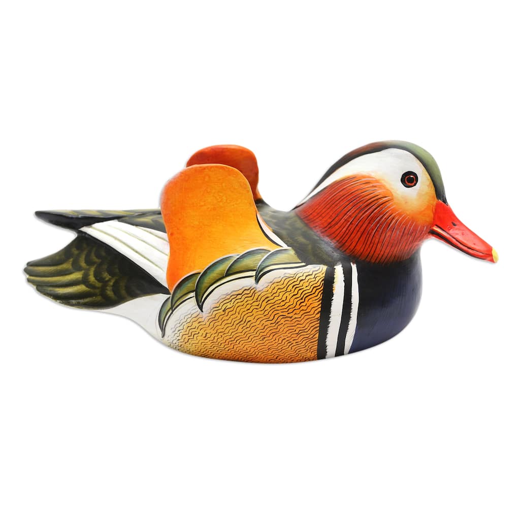 Novica Handmade Colorful Mandarin Wood Sculpture