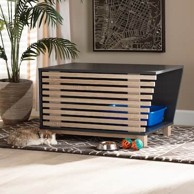Eckhart Modern and Contemporary Two-Tone Wood Cat Litter Box & House