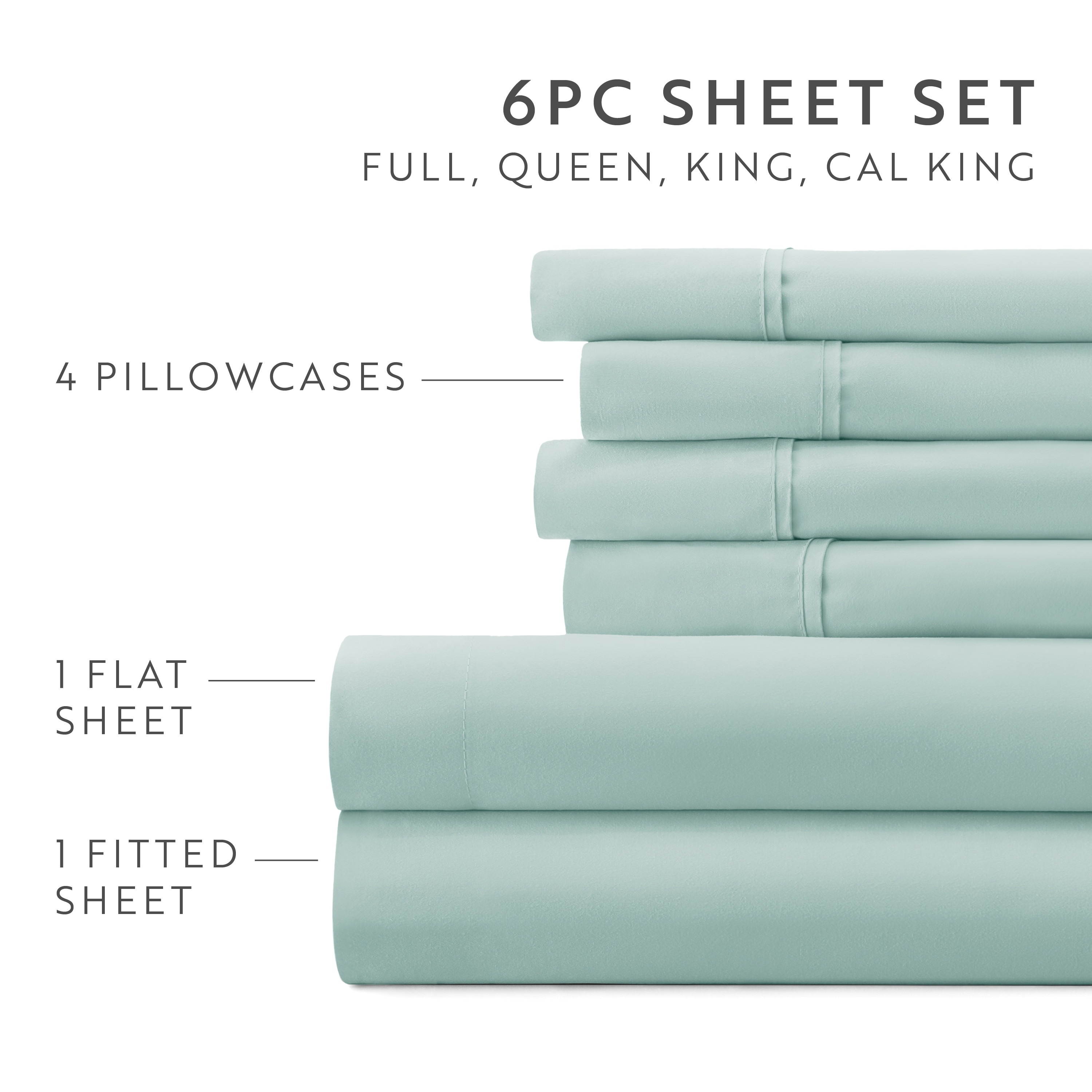 4 Piece Bed Sheets Set - Double Brushed Microfiber - Blue - King