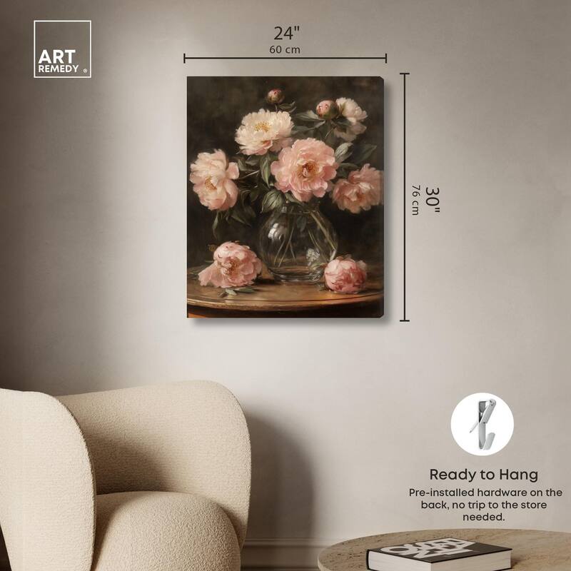 Vintage Velvet Vase Canvas by Art Remedy, Gallery Wrapped