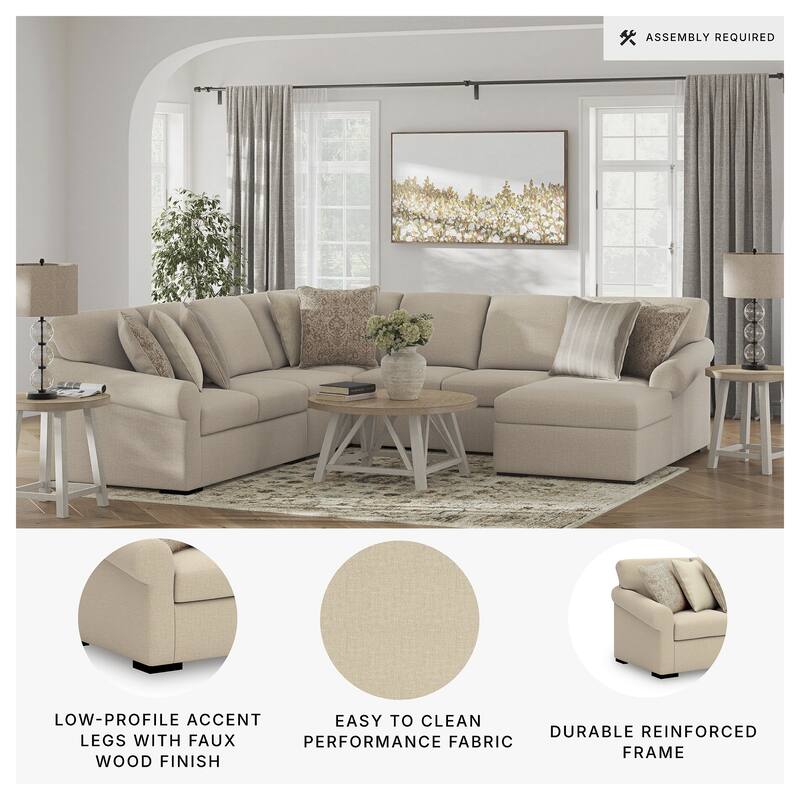Signature Design by Ashley LadyMae Beige 5-Piece Sectional with Chaise