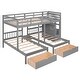 preview thumbnail 20 of 20, Wooden Full Over Twin Triple Bunk Bed with Drawers, Guardrails and Staircase