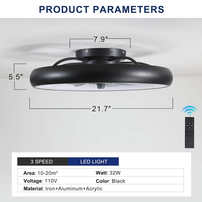 Ceiling Fan with Lights Dimmable LED Modern Ceiling Fan With Light