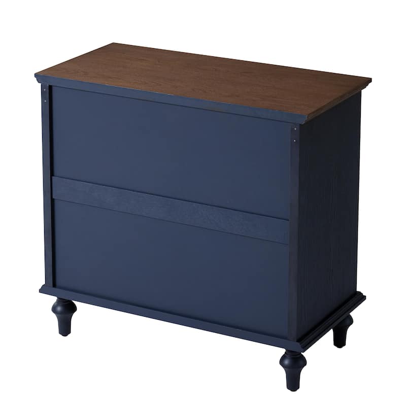 COZAYH Retro 3 Drawer Dresser with Plaid Pattern Front, Rustic Nightstand With Storage Chest For Bedroom, Living Room