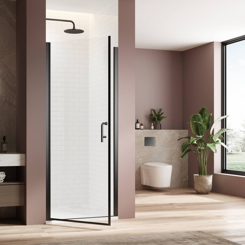 Pivot swing single glass panel shower door