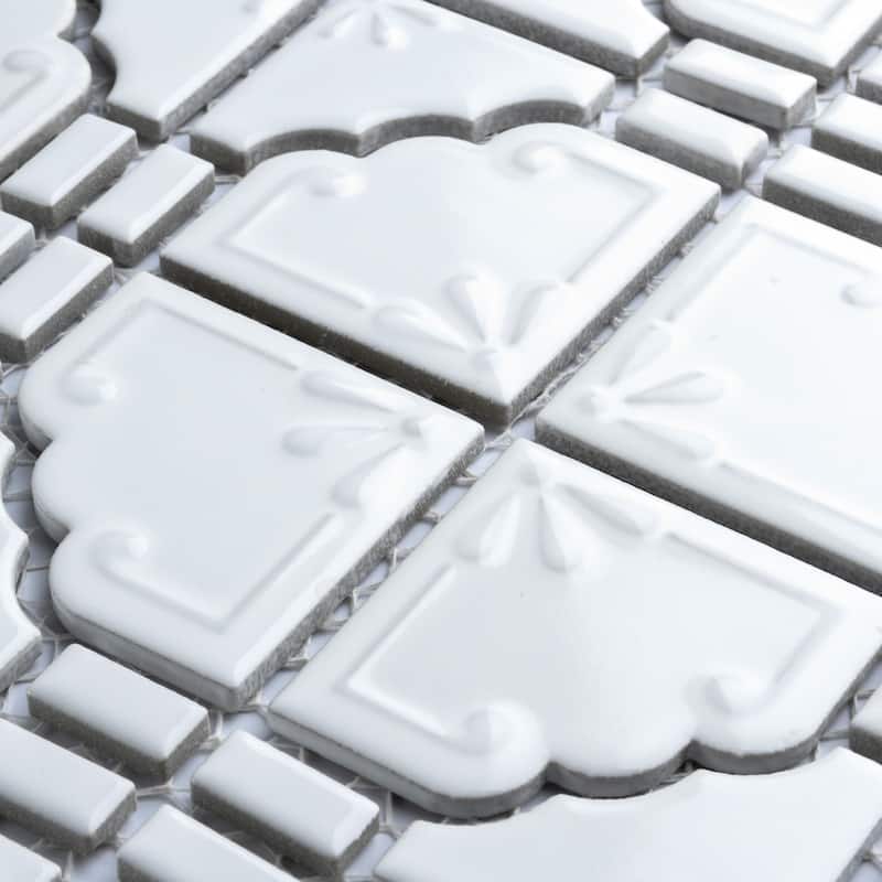 Merola Tile Hudson Moonbeam Glossy White 11-7/8" x 11-7/8" Porcelain Floor and Wall Tile