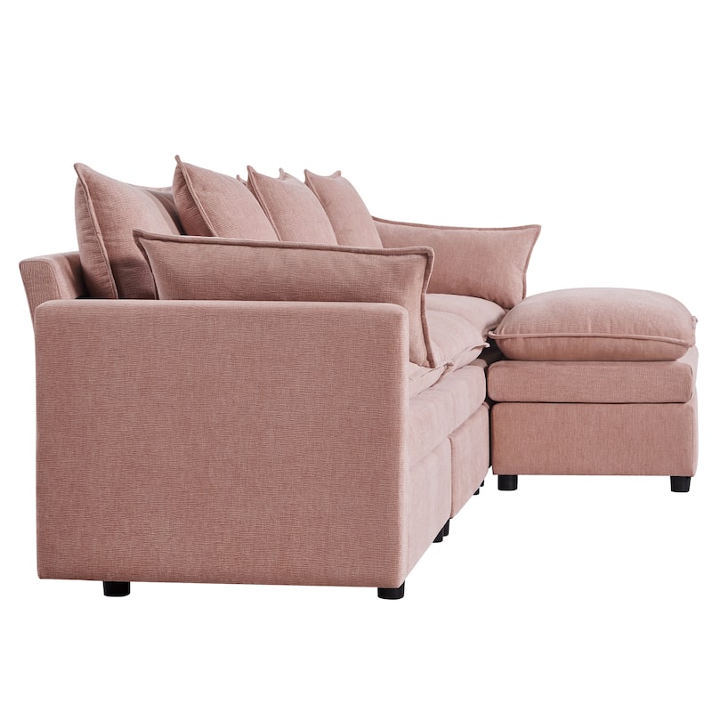 108.66"Chenille L-shaped Sectional Sofa with Convertible Chaise,Comfy Cloud Couch Deep Sectional Sofa with Ottomans