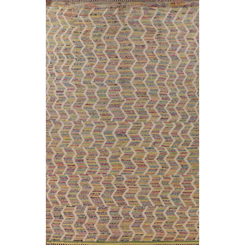 Moroccan Oriental Large Area Rug Hand-Knotted Wool Carpet - 9'4" x 14'10"