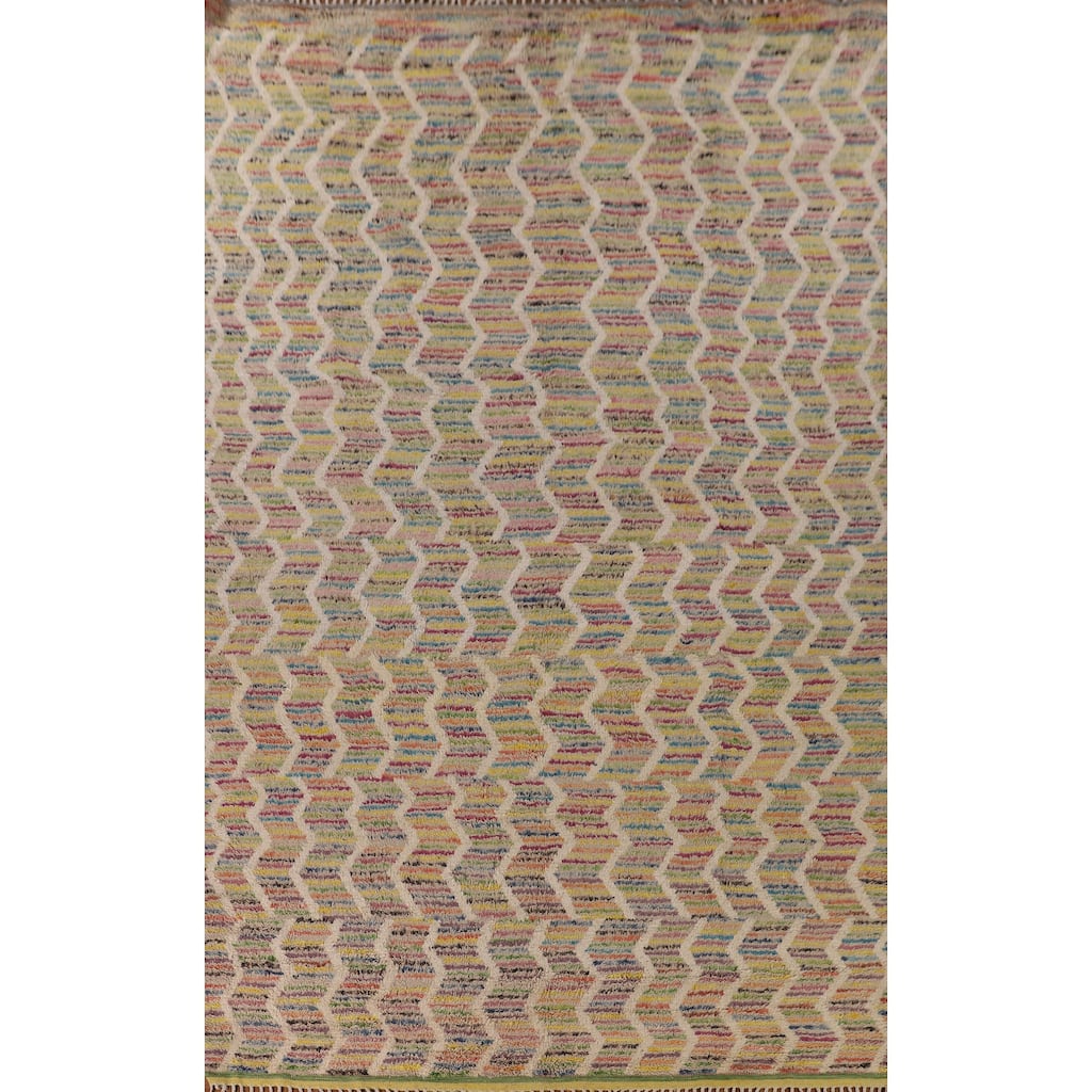 Moroccan Oriental Large Area Rug Hand-Knotted Wool Carpet - 9'4" x 14'10"