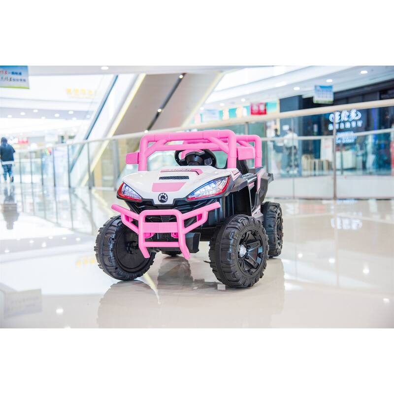 12V Ride-On Car for Kids with Parental Remote Control, LED Lights, and Music Player