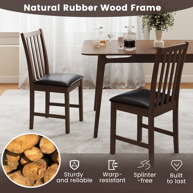 Gymax Wooden Dining Chair Set of 4 w/Rubber Wood Frame & Padded Seat &