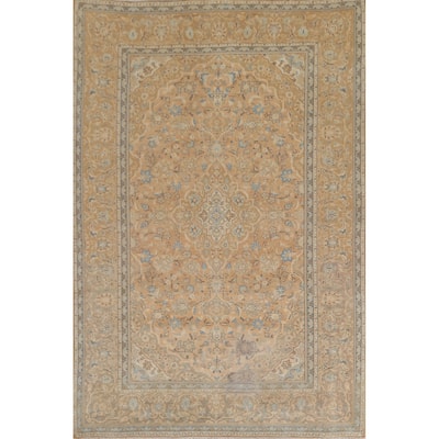 Mashad Persian Vintage Area Rug Hand-Knotted Wool Carpet - 6'6"x 9'10"
