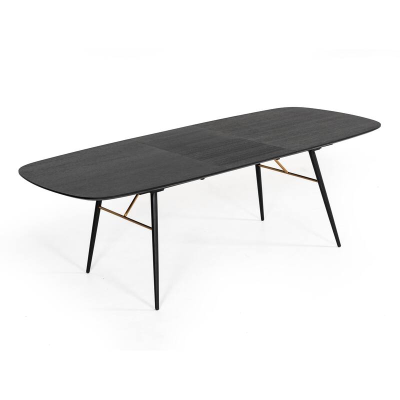 Modrest Billy Modern Black Oak & Gold Extendable Dining Table