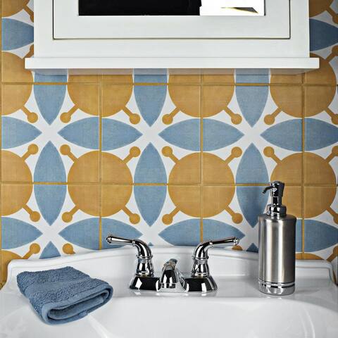 Merola Tile Revival Leaf Encaustic 7.75" x 7.75" Ceramic Floor and Wall Tile