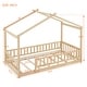 preview thumbnail 27 of 26, Twin Size House Bed Frame with Fence and Roof, Kids Playhouse Design