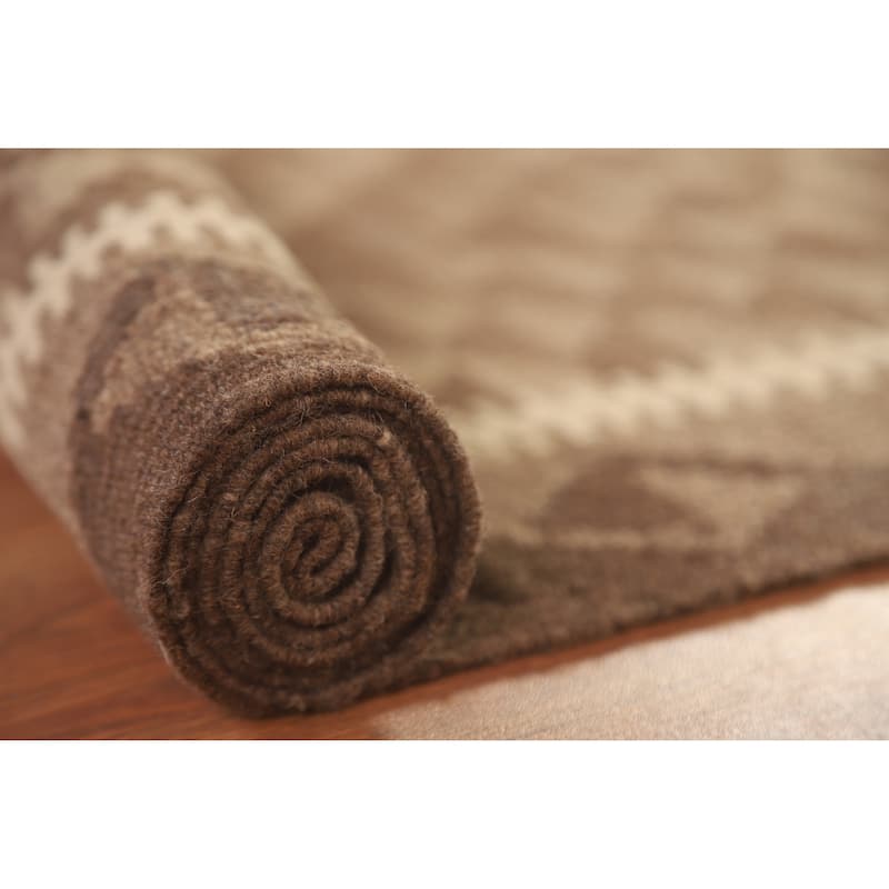 Geometric Kilim Reversible Area Rug Flat-weave Tribal Wool Carpet - 6'9" x 9'6"