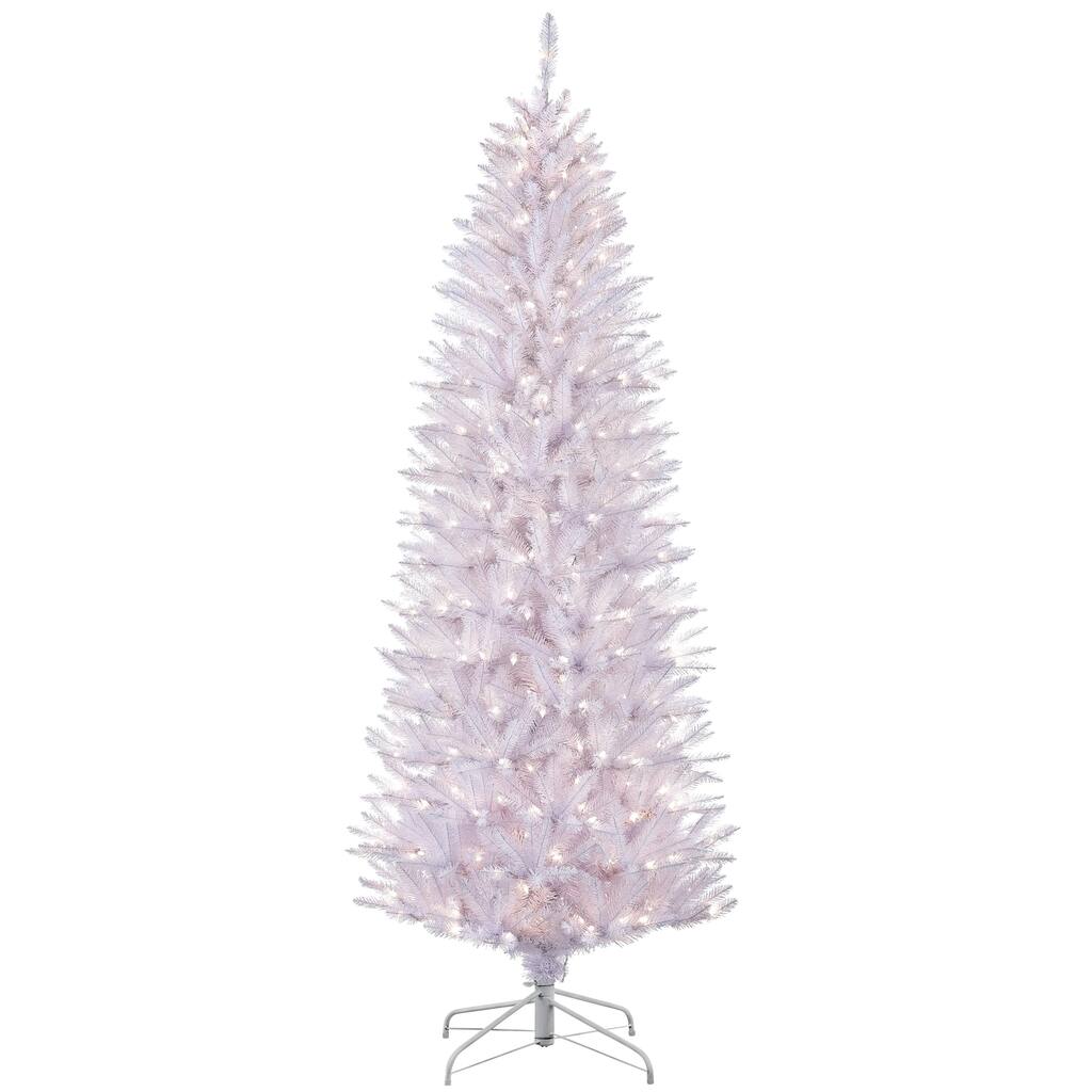 Puleo International 7.5 ft. White Pencil Fraser Fir Christmas Tree