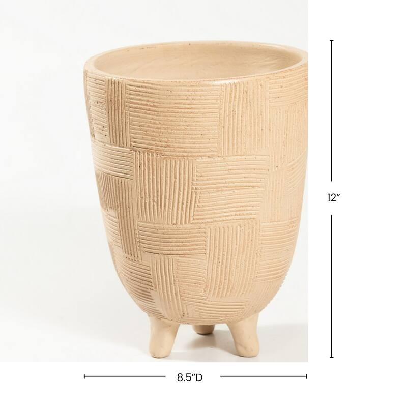 Footed Pot Standing Planter - 12" - Beige - Large