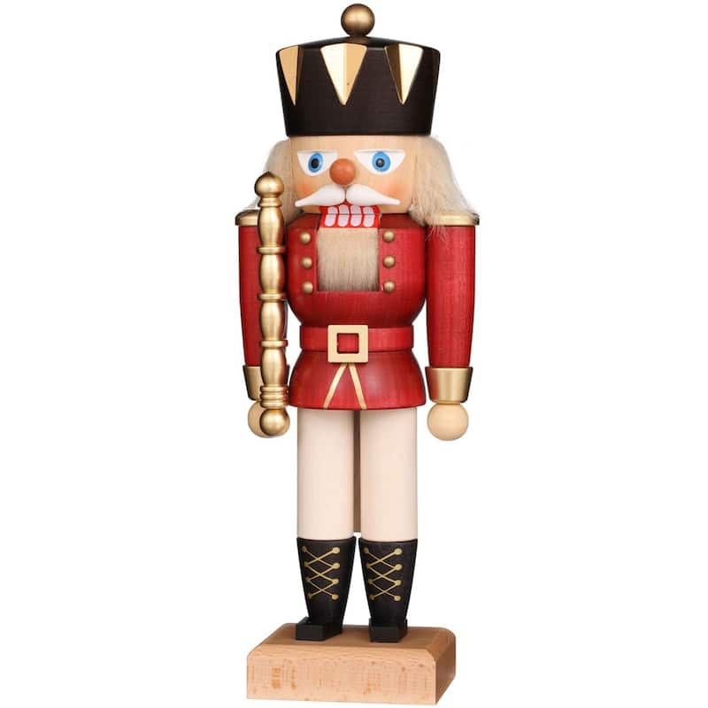 10.5" Red and Black Christian Ulbricht King Nutcracker Decoration