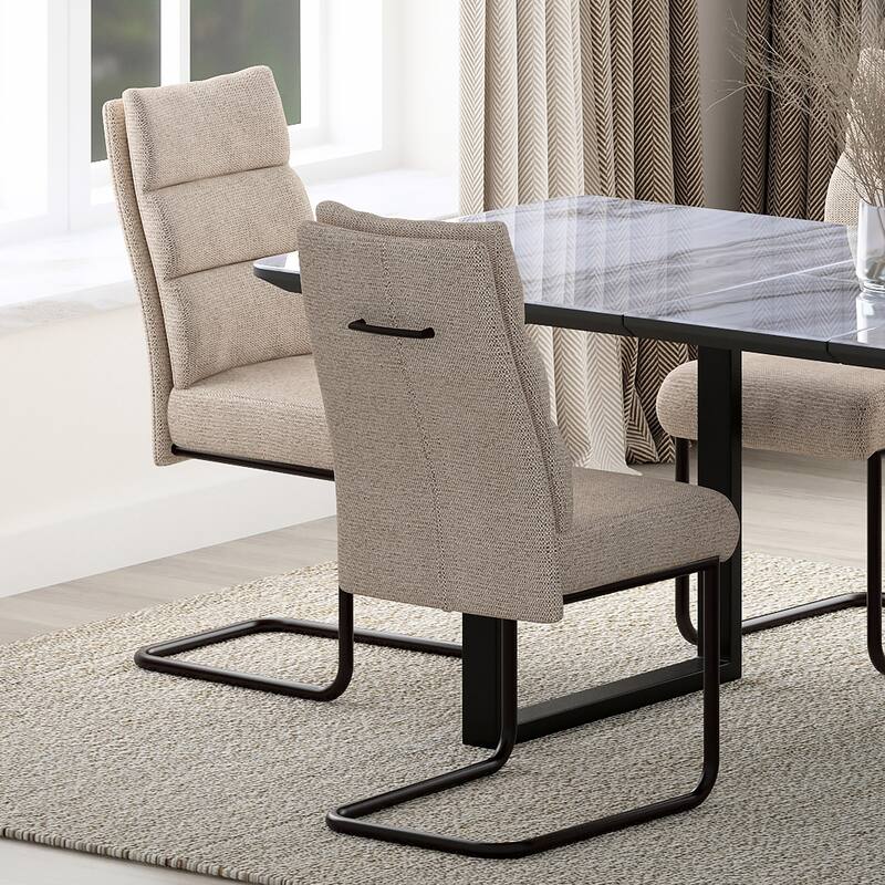 Modern Fabric & Metal Dining Chair, Set of 2