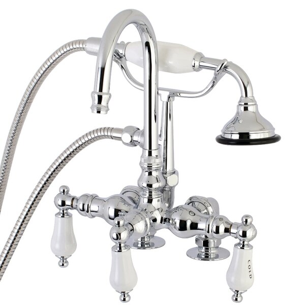 Kingston Brass AE18T Vintage Deck Mounted Clawfoot Tub Filler with Built-In Diverter and Ceramic Lever Handles