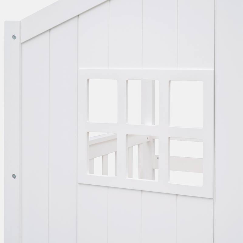 Twin Over Twin House Bunk Bed With Ladder