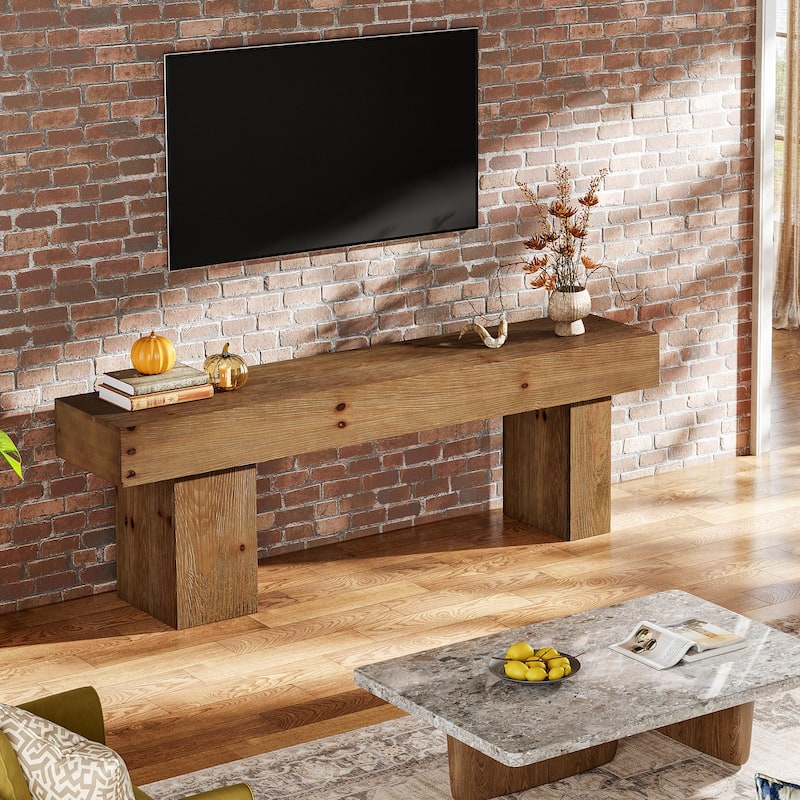 Solid Wood TV Stand for 55/60/65/75 Inch TVs, Entertainment Center Media Console Table for Living Room Bedroom