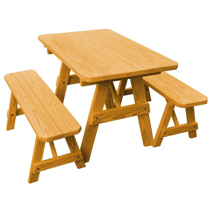 Pressure Treated Pine 5' Traditional Picnic Table with 2 Benches
