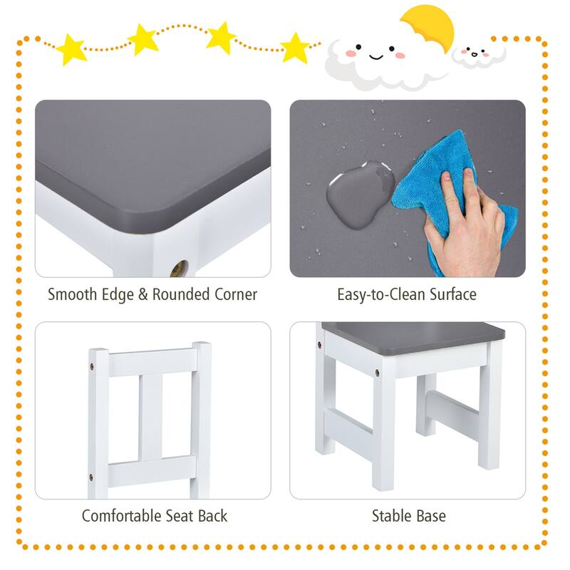 Costway 4 PCS Kids Wooden Activity Table & Chairs Set w/Storage Bench - See Details