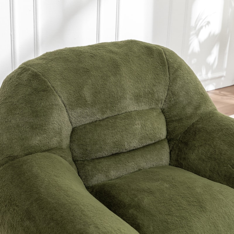Comfy Bean Bag Sofa With Back Support, With Footstool,Faux Fur Bean Bag Chair For Adults And Kids