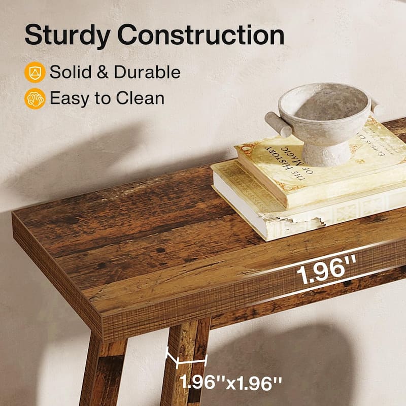 Farmhouse Console Entryway Table: 70.9 Inches Extra Long Console Table for Entryway, 2-Tier Narrow Wood Foyer Sofa Couch Table