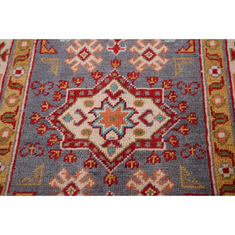 Blue Kazak Accent Rug Handmade Wool Carpet - 2'9" x 4'3"