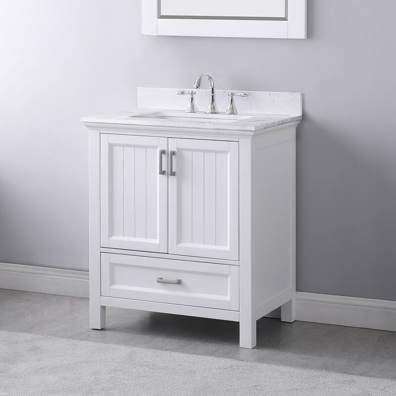 Altair Isla Single Bathroom Vanity Set and Aosta White Countertop without Mirror