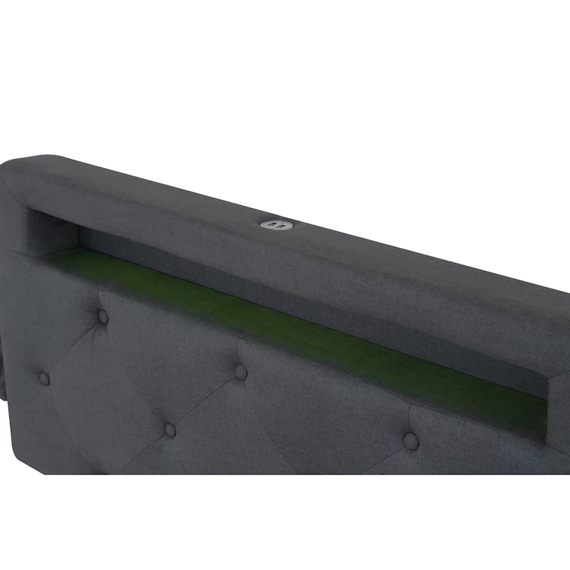 Twin Size Platform Bed with Storage, USB Station, and LED