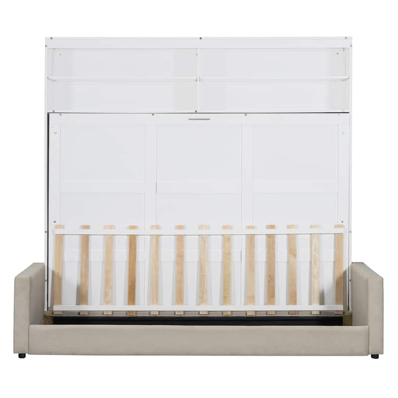 Queen Murphy Bed with Integrated Sofa - Space-Efficient Wall Bed with Easy Fold Mechanism