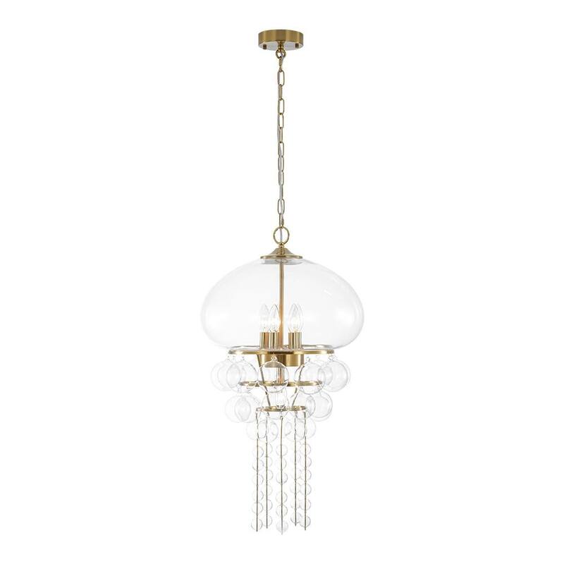 Sculptural Jellyfish 6-Light Clear Glass Globe Tassel Pendant Light