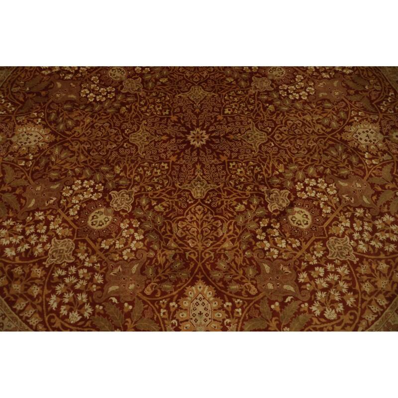 Hand Knotted Oriental 100% Wool Carpet Traditional Floral Oranges & Rust Tabriz Area Rug - 8' 0'' X 8' 0''