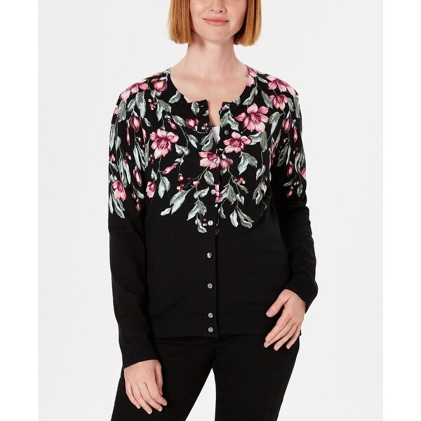 Karen Scott Women's Floral-Print Cardigan Blue Size Large. Opens flyout.