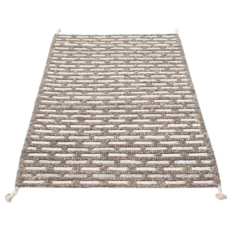 ECARPETGALLERY Braid weave Sienna Dark Grey Wool Rug - 5'1 x 7'10