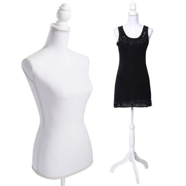 Costway White Female Mannequin Torso Dress Form Display W/ Tripod Stand