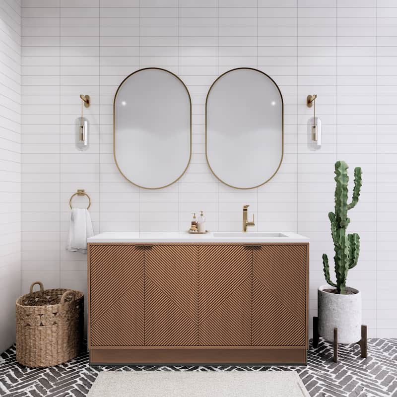 Milano 60" Freestanding Bathroom Vanity with Right White Sink