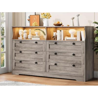 6 Drawer Dresser with RGB LED Lights & Power Outlet